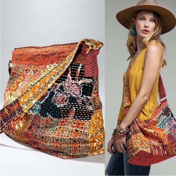 Boho Chic - Hand Stitched Patchwork Shoulder Bag - Fully Lined - Bohemian Style - Picture 1 of 12